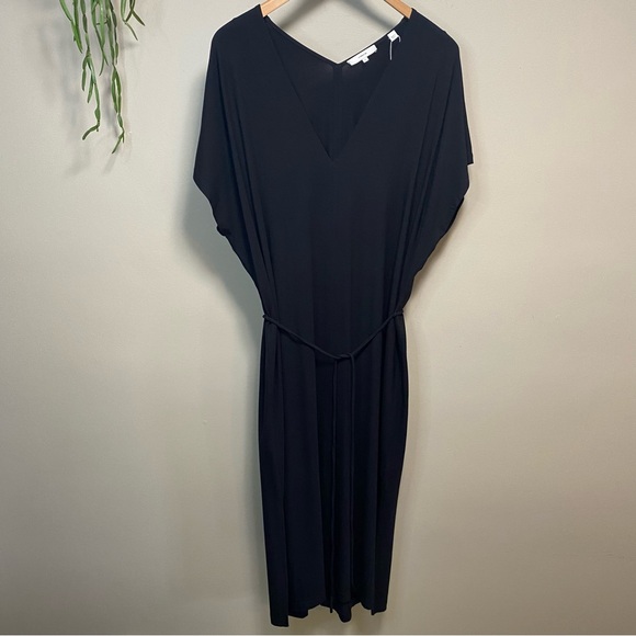 NWT Vince Double V-Neck Popover Dress Black Size XL - Picture 3 of 13